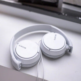 Sony MDR-ZX110 over-ear headphones with open-air design for comfortable listening on the go.