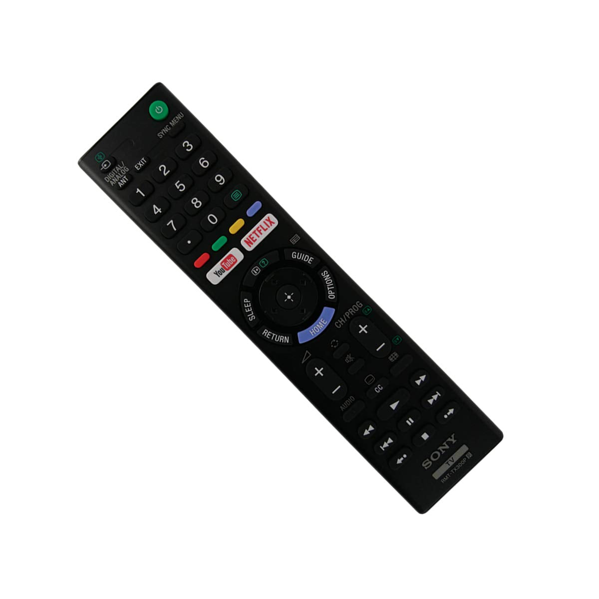 Sony RMT-TX300P remote back view highlighting durable build and battery compartment