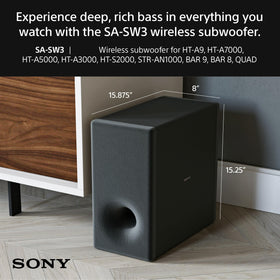 Sony SA-SW3 omnidirectional block design blends with room acoustics.