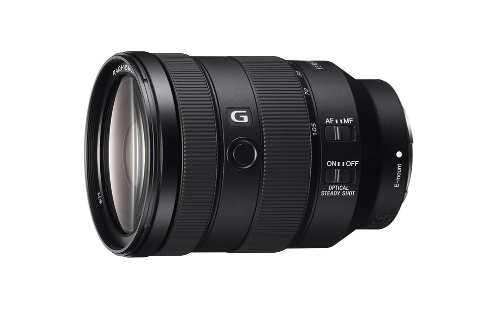 Sony SEL24105G 24-105mm lens front view showing versatile zoom for portraits and landscapes