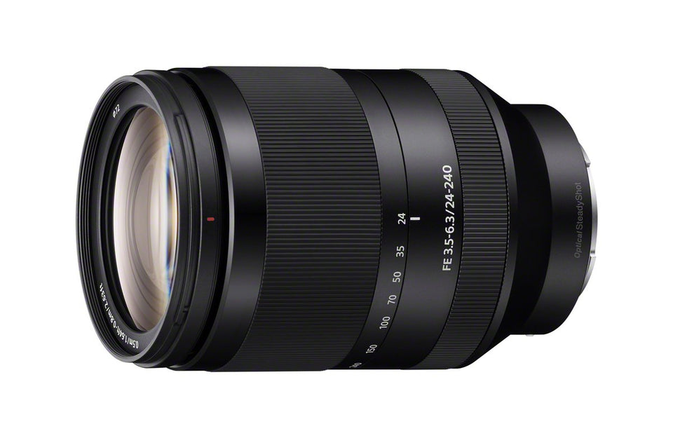 Sony SEL24240 front view highlighting versatile 24-240mm zoom range for all-in-one versatility