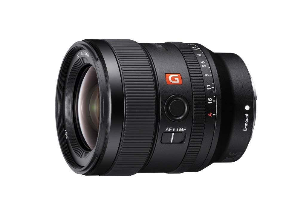 Sony SEL24F14GM front view showcasing compact design for full-frame use