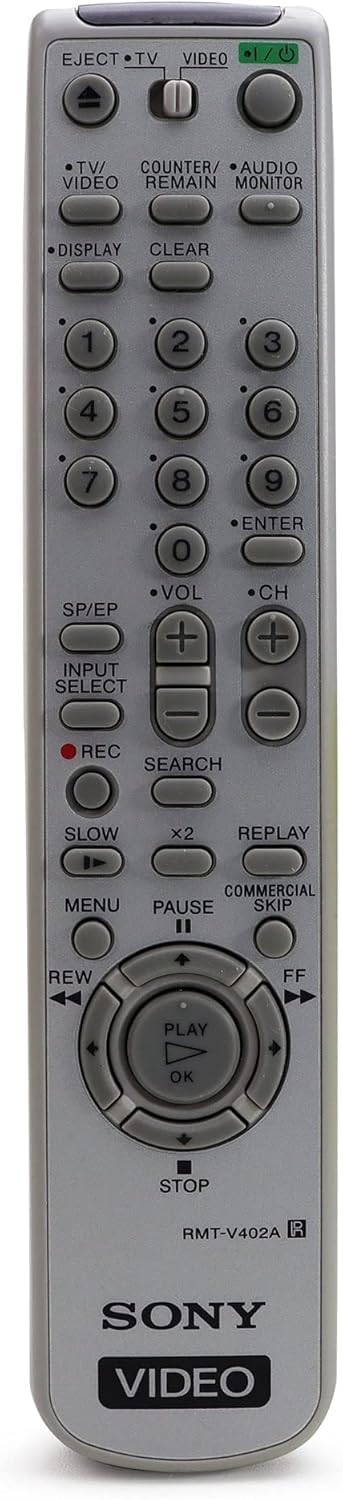 Sony SLV-N750 remote control enables convenient playback navigation.