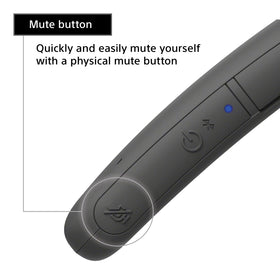 Sony SRS-NB10 neckband mute button for quick call controls.