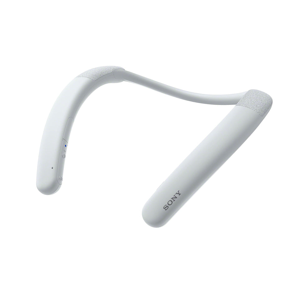 Sony SRS-NB10 neckband worn on shoulders for focused personal audio.