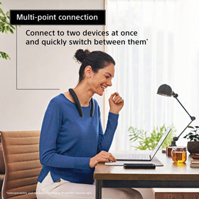 Upward-facing speaker directs sound toward the ears for clarity