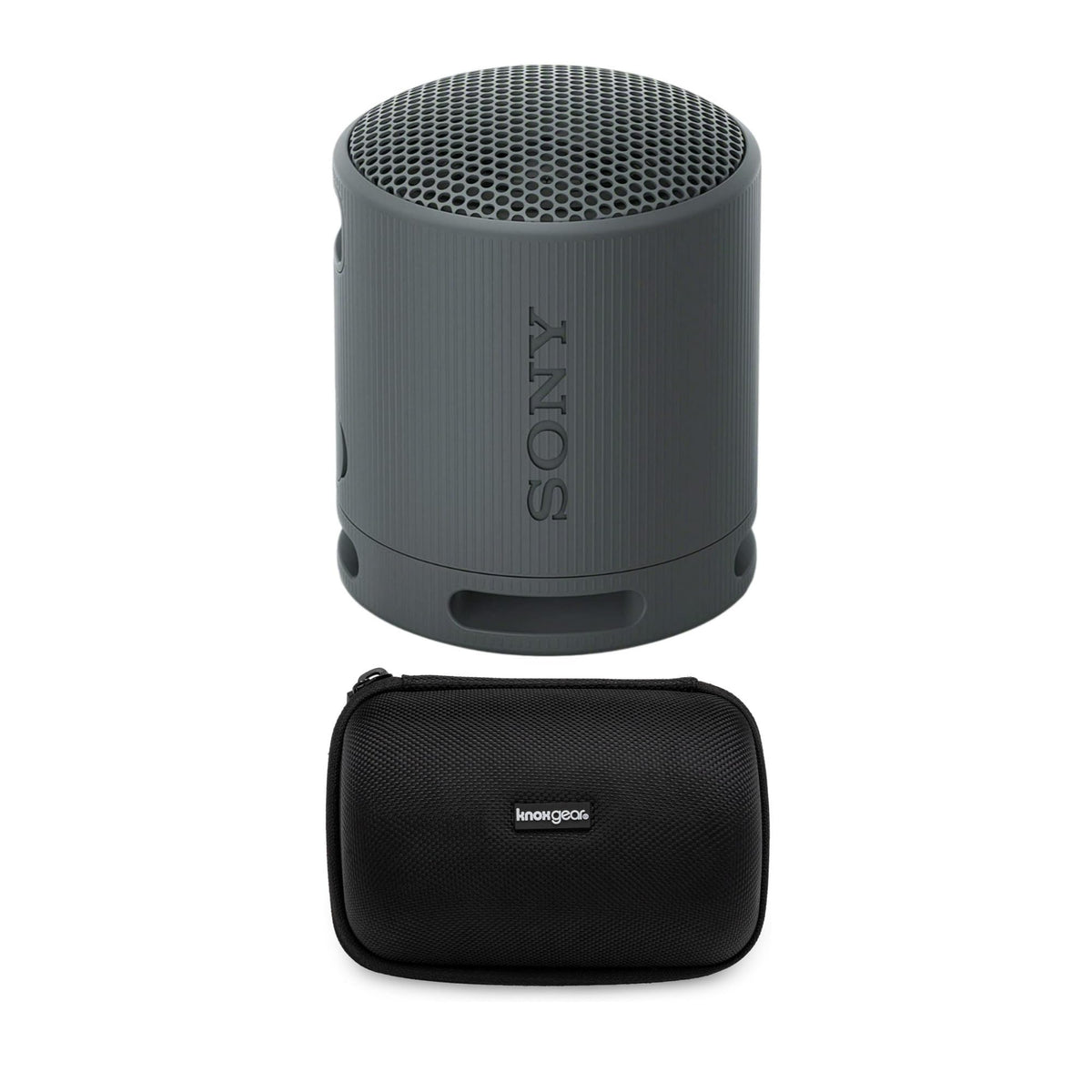Sony SRS-XB100 front view showing speaker grille and powerful sound