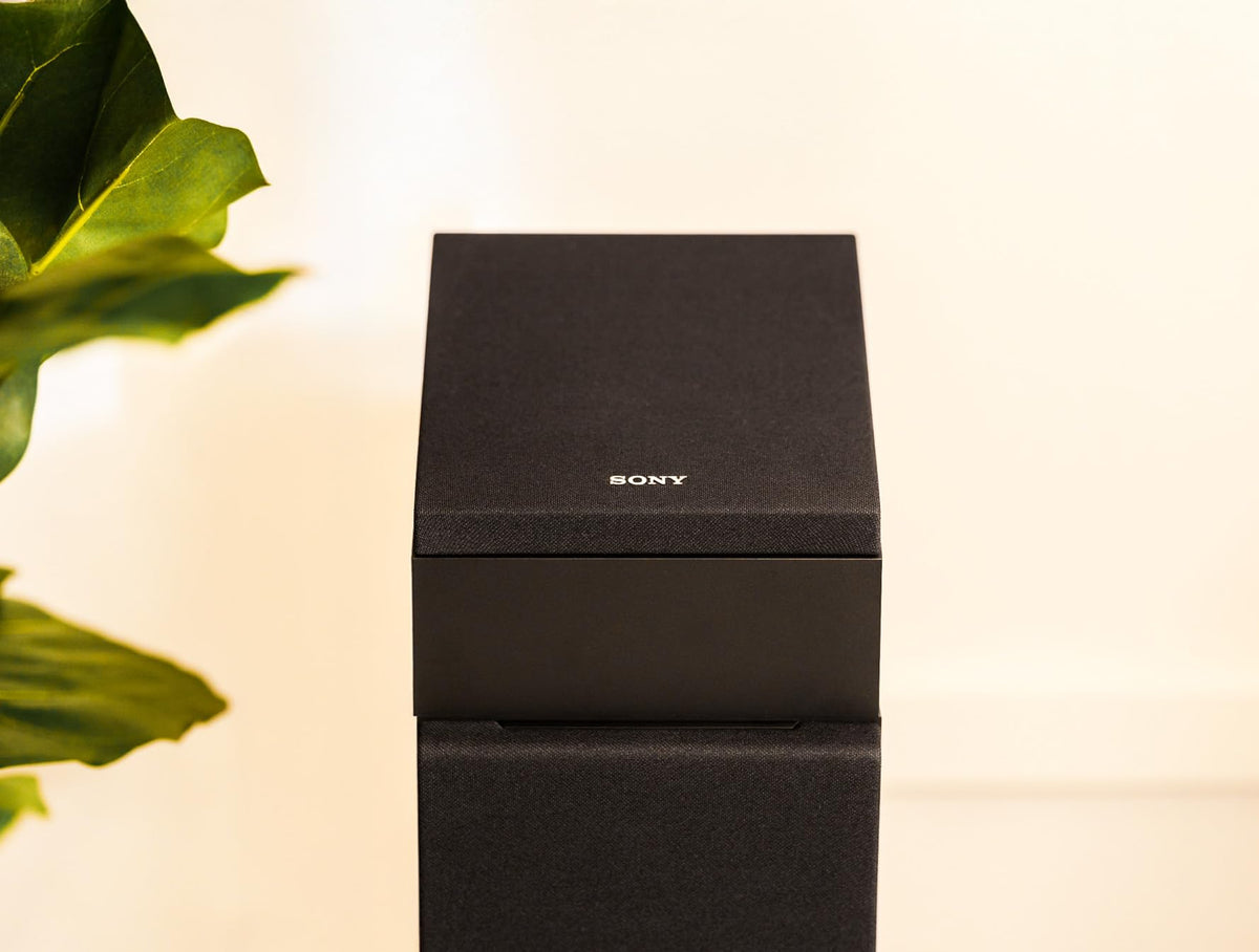 Sony SS-CSEM2 wall-mount-ready speakers save space while boosting surround effects.