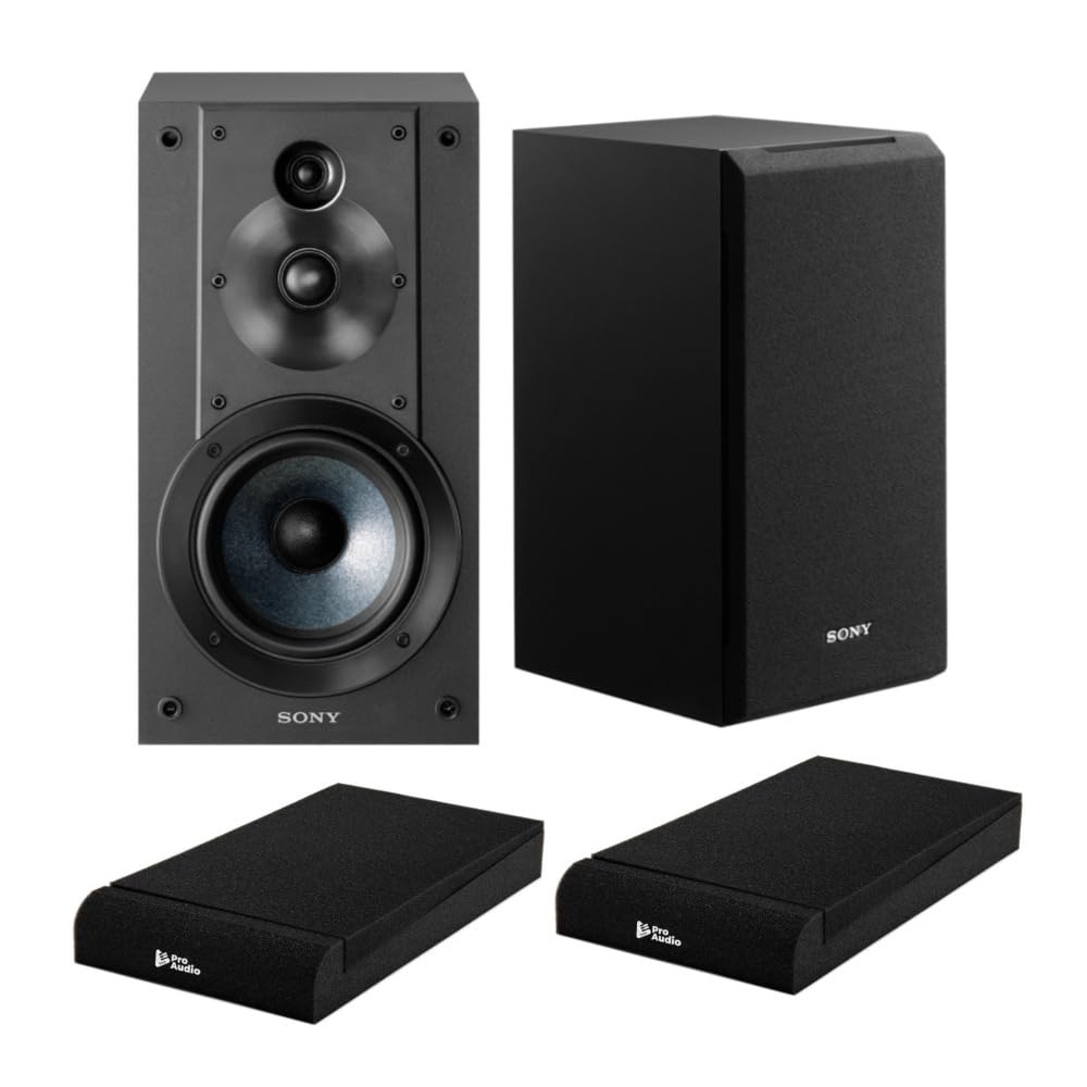 Sony SSCS5 bookshelf speakers front view showing 3-way 3-driver design for balanced sound