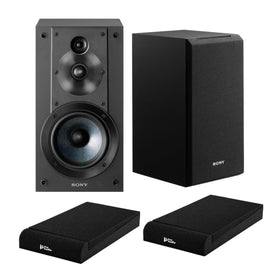 Sony SSCS5 bookshelf speakers front view showing 3-way 3-driver design for balanced sound