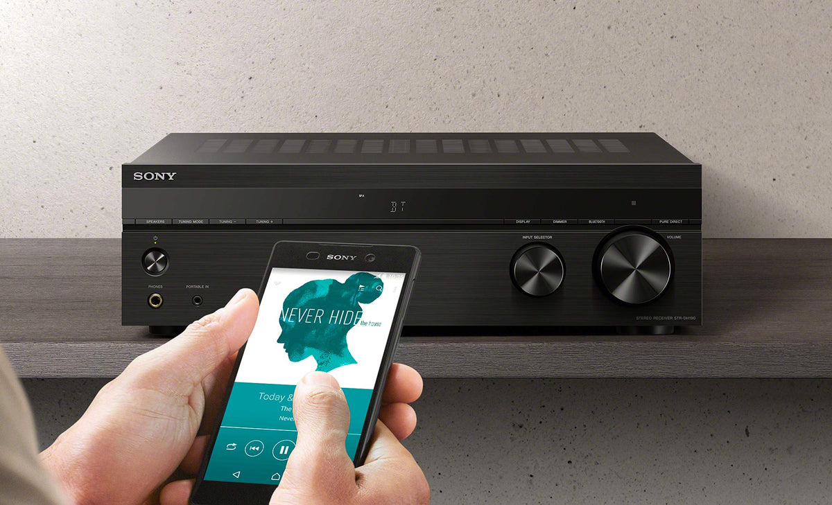 Sony STR-DH190 rear connectors show phono input and RCA options