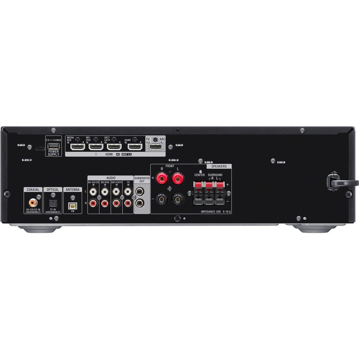 Sony STR-DH590 4K HDR pass-through ports for pristine video.