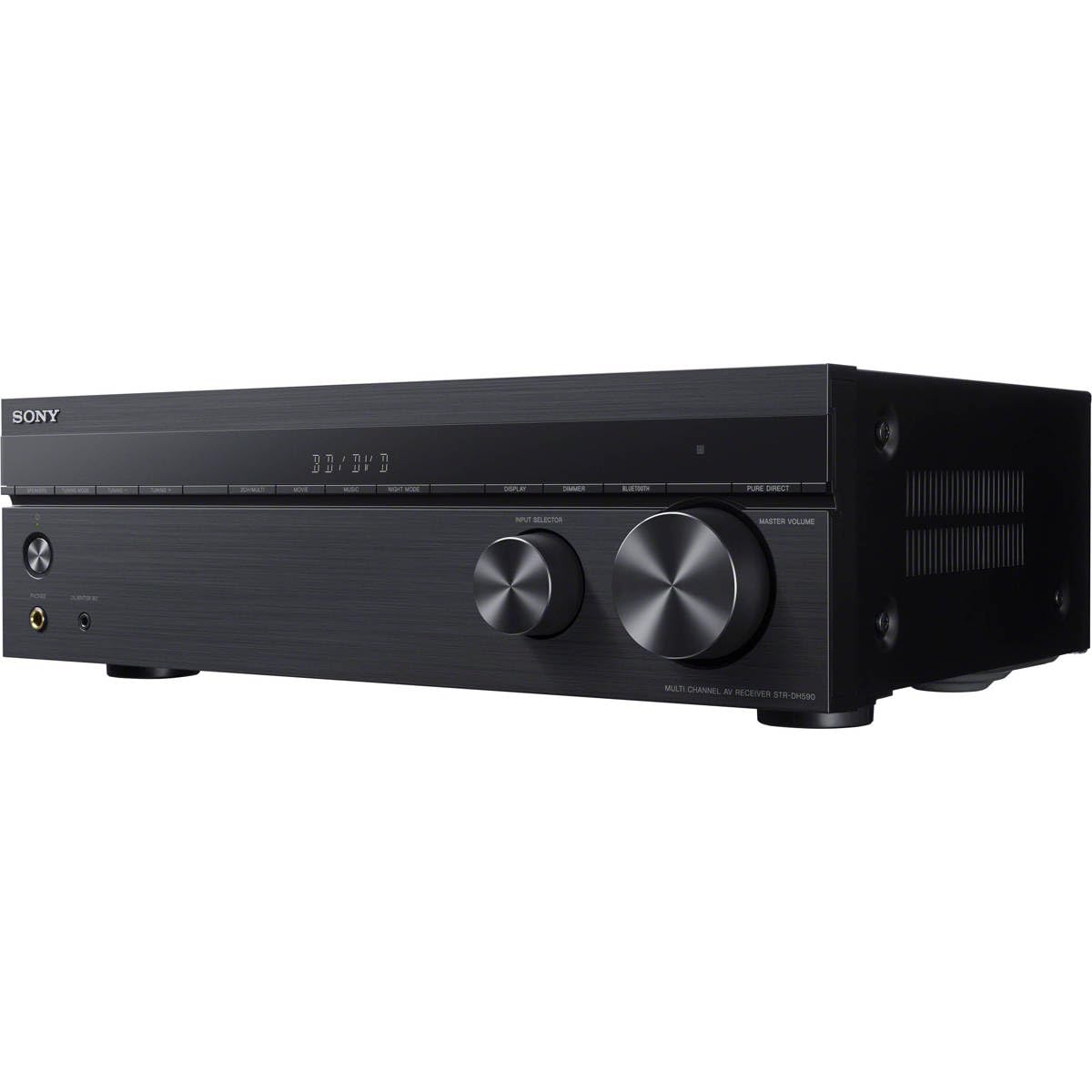 Sony STR-DH590 front panel with knobs for quick setup.