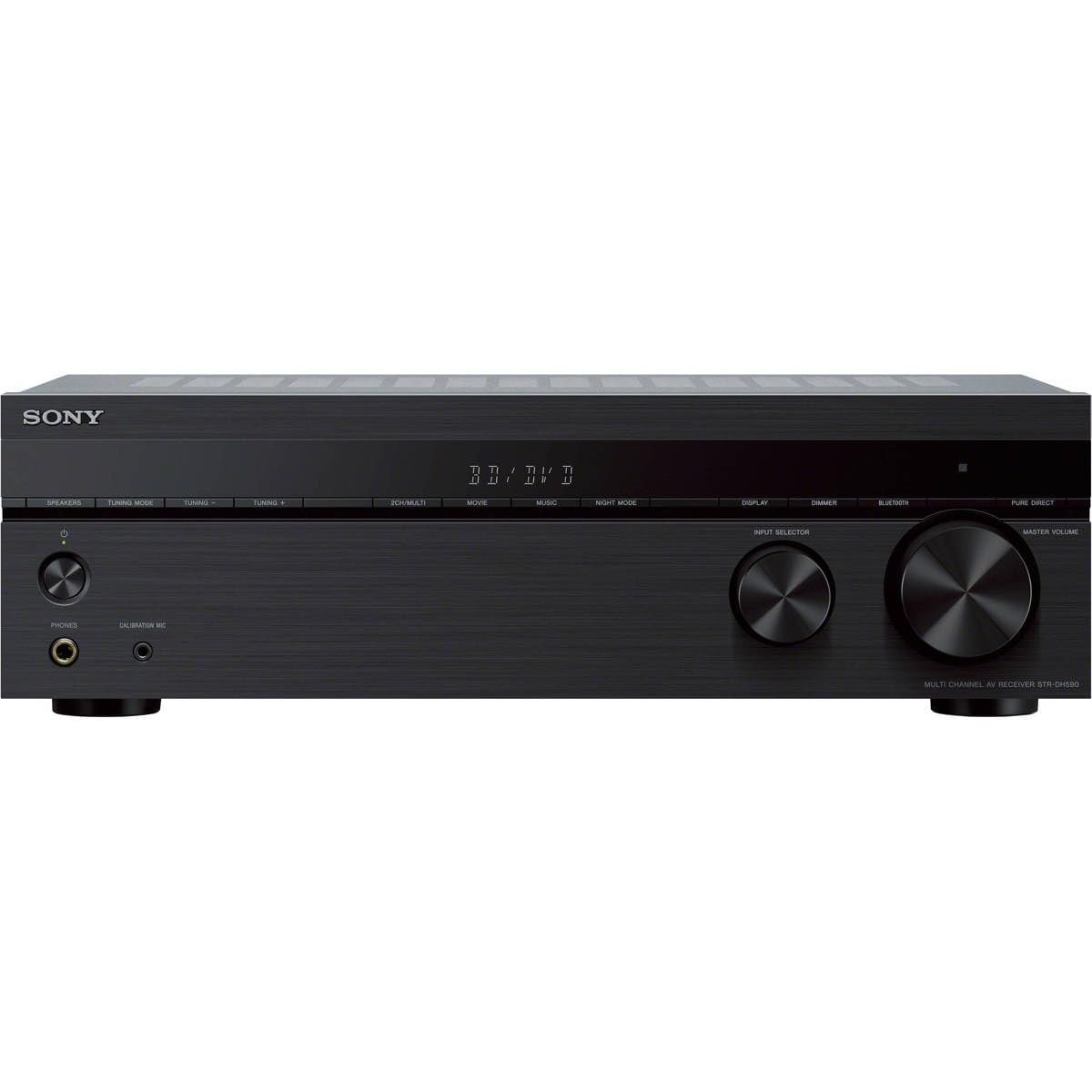 Sony STR-DH590 remote control for easy volume and input switching.