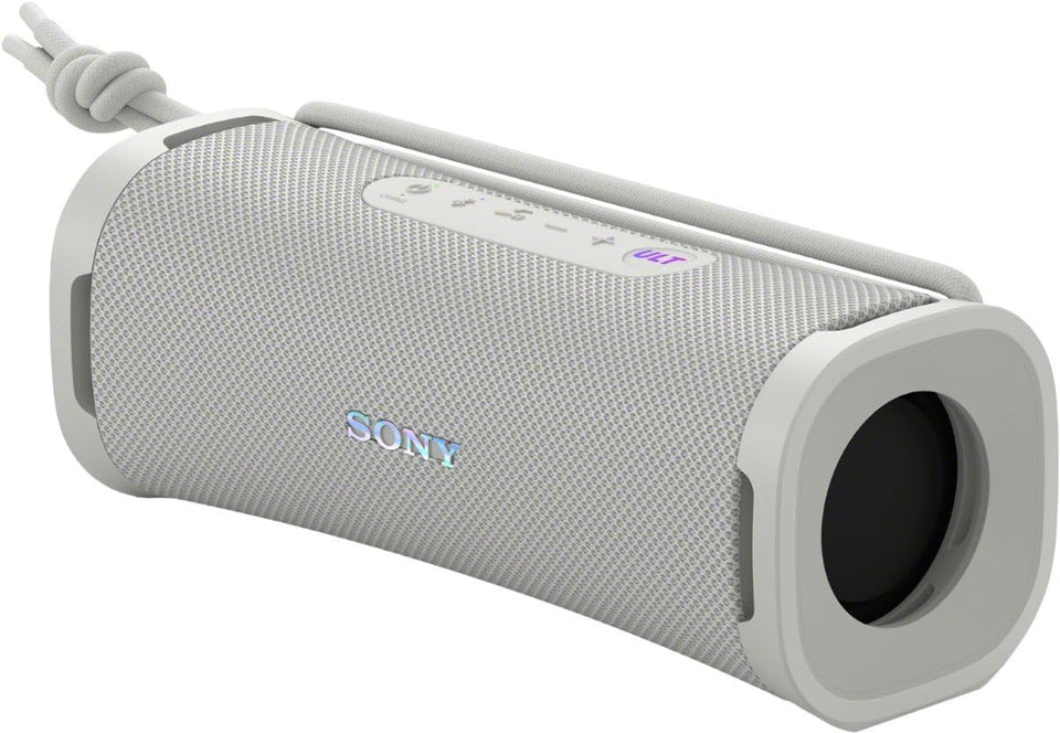 Sony ULT Field 1 off-white front view, portable speaker with clear bass potential.