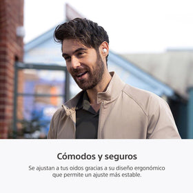Sony WF-1000XM5 in-use travel shows wireless listening freedom.