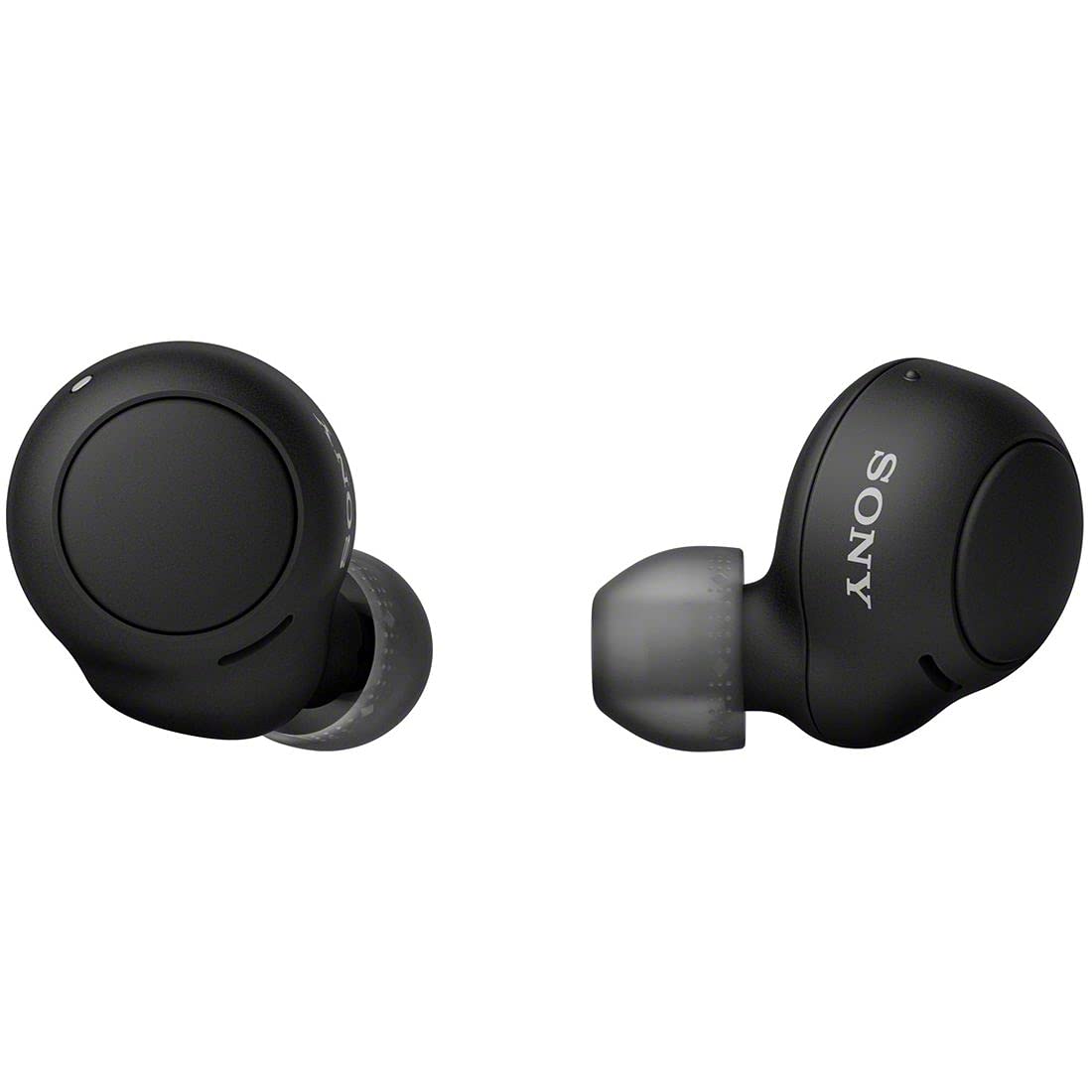 Sony WF-C500 front view showing compact earbuds and clean design benefit portability