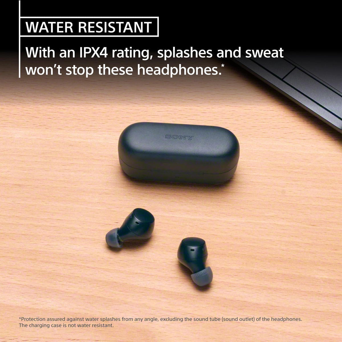 Sony WF-C510 in-ear fit demonstration showing secure fit for active use