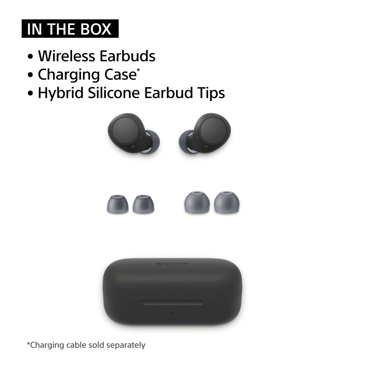 Sony WF-C510 pocket-size charging case open illustrating easy everyday carry