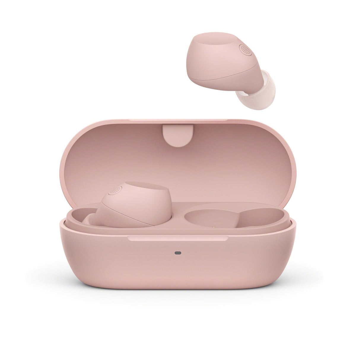 Tap controls on Sony WF-C710N pink earbuds for quick music control