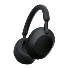 Sony WH-1000XM5-B wearing-on-ear view showing comfortable cushions