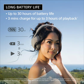 Sony WH-1000XM6 shows real-time noise cancellation in busy environments.
