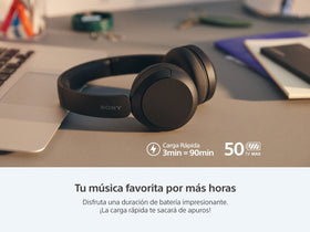 Sony WH-CH520 beige adjustable headband ensures secure, comfortable wear all day.