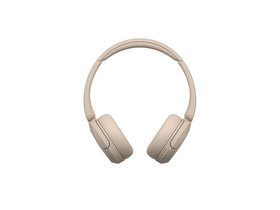 Sony WH-CH520 beige folded design enables compact storage for on-the-go listening.