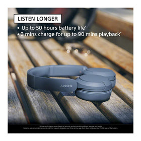 Sony WH‑CH520 earcup controls closeup for hands‑free calls and playback