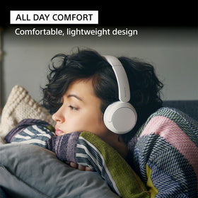 Sony WH-CH520 earpad close-up showing soft cushioning for long-wear comfort