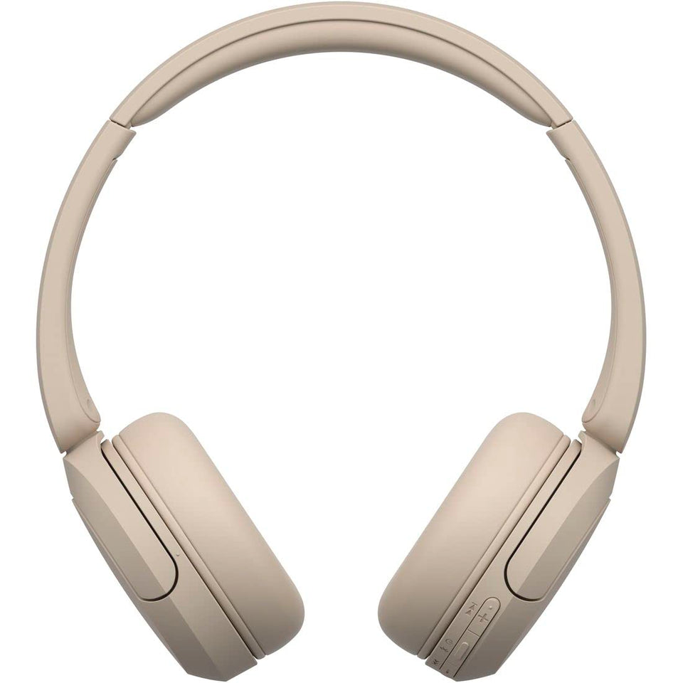 Sony WH-CH520 front view showing slim beige design and easy portability