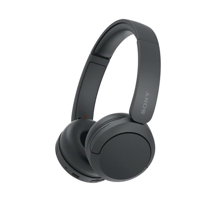 Sony WH-CH520 front view showing sleek black finish and portable design benefit