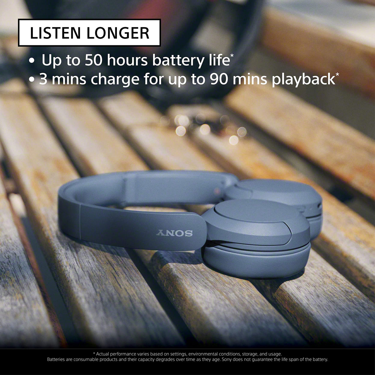 Sony WH-CH520 folded side profile highlighting compactness and easy packing benefit