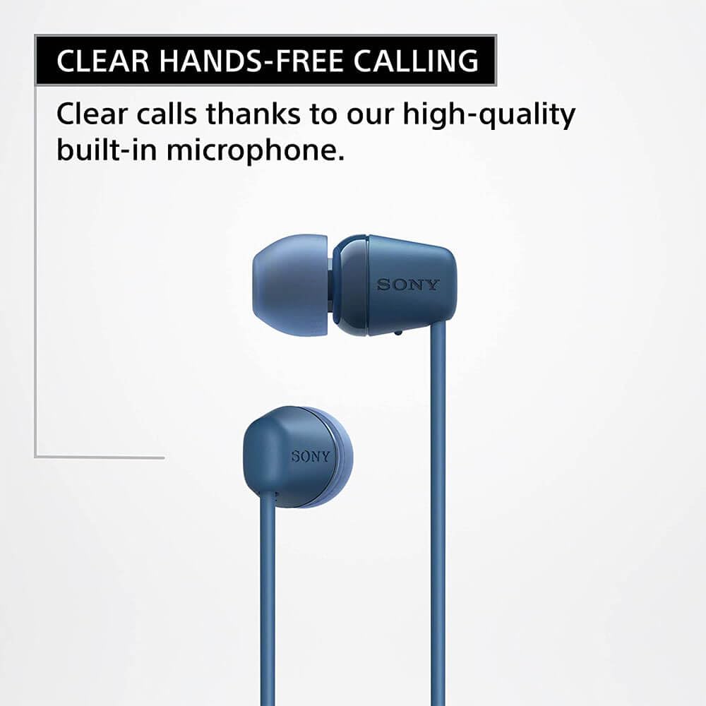 Sony WI-C100 accessories and charging cable displayed, convenient on-the-go charging