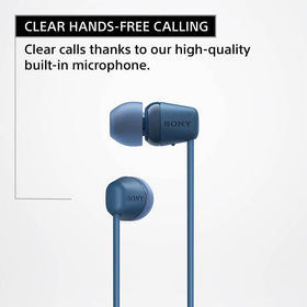 Sony WI-C100 accessories and charging cable displayed, convenient on-the-go charging