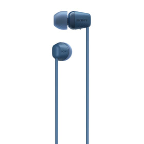 Sony WI-C100 earbud tip close-up showing seal for improved sound and comfort