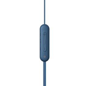 Sony WI-C100 neckband fit detail showing flexible design for stable all-day wear
