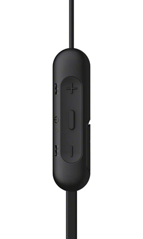 Sony WI-C200 inline controls closeup showing easy playback and call control