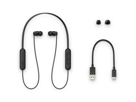 Sony WI-C200 packaging and included ear tips showing ready-to-use kit