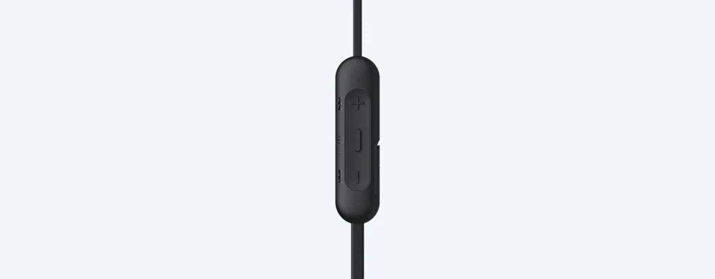Sony WI-C310 neckband and inline controls showing easy access to playback and calls