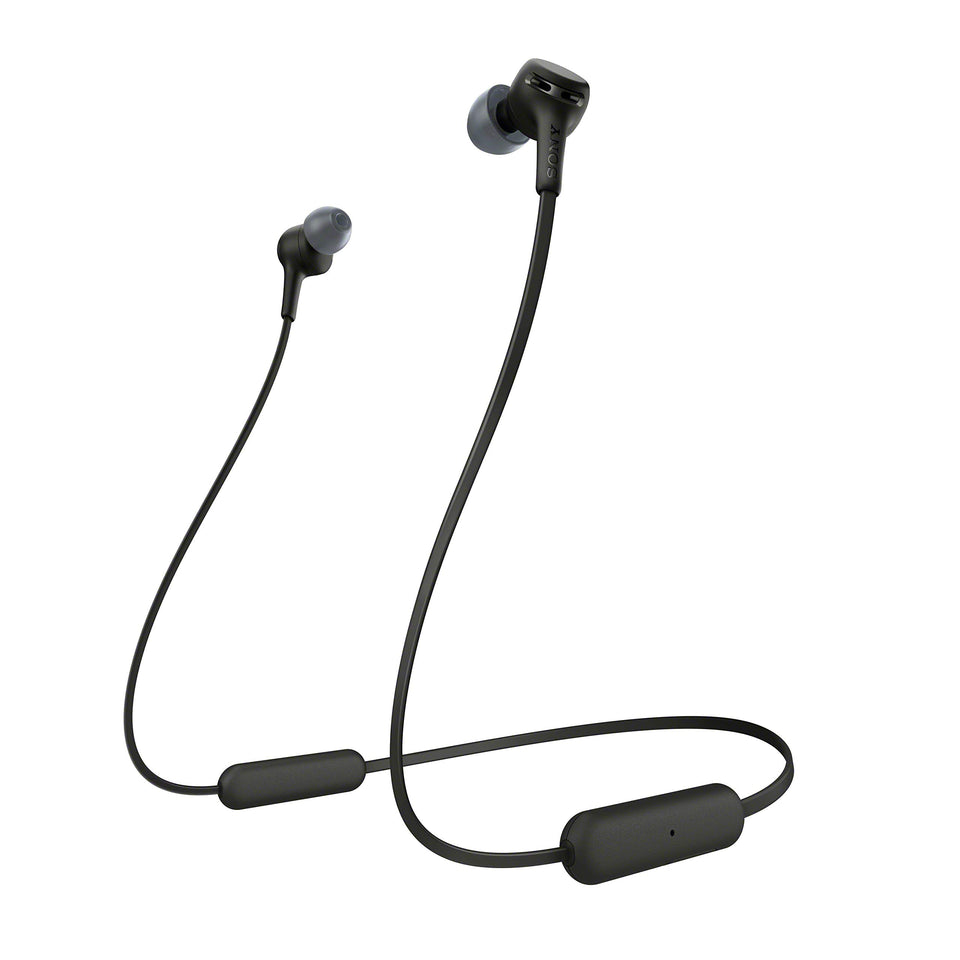 Sony WI-XB400 front view showing neckband and earbuds for comfortable wear