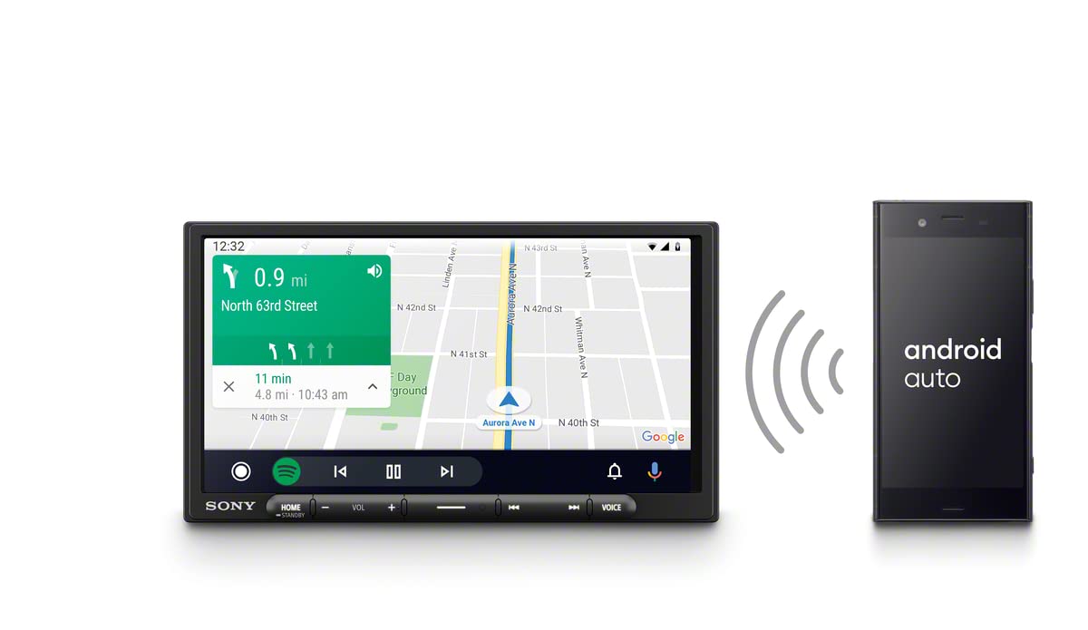 Sony XAV-AX4000 wireless CarPlay Android Auto enables hands-free control and app access