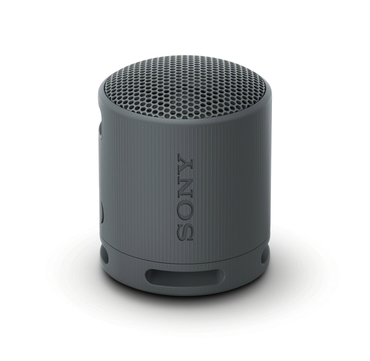 Sony SRS-XB100 front view showing compact speaker and grille, ideal for travel