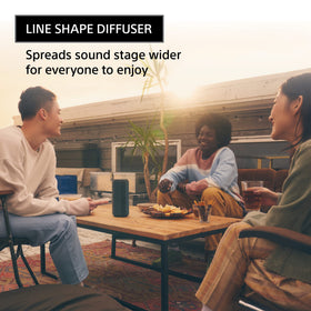 Line Shape Diffuser close-up showing even sound distribution of Sony XE300