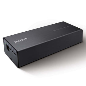 Sony XMS400D side view highlighting compact design for under-seat installation.