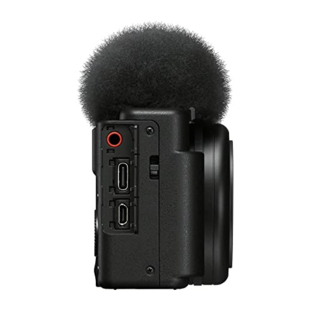 Sony ZV-1F 3-Capsule mic with wind screen improves voice clarity