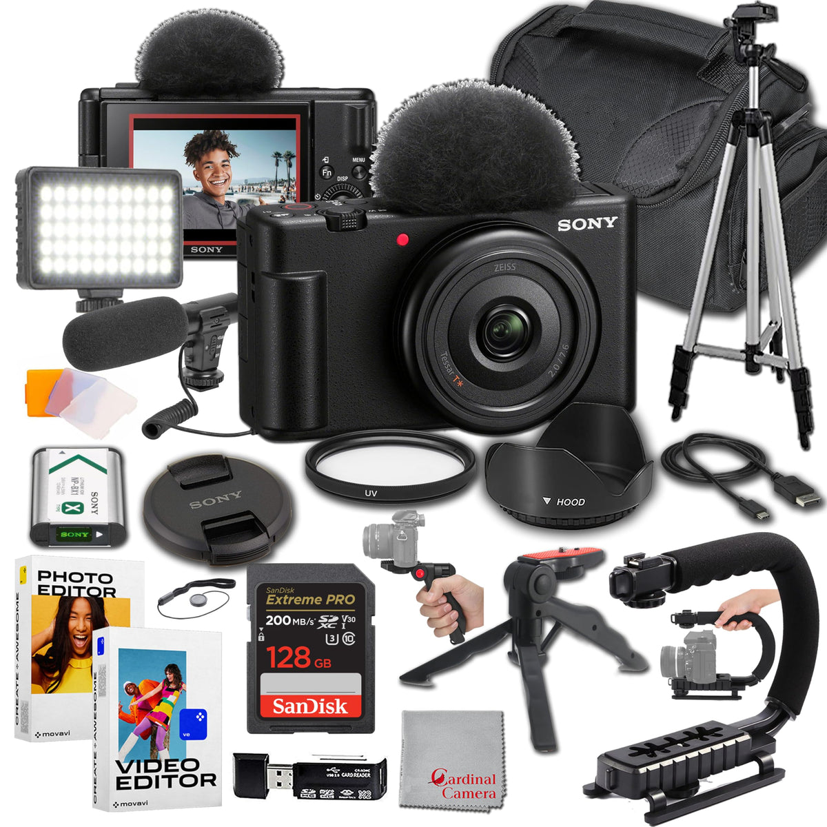 Sony ZV-1F camera body shown in compact form ideal for on-the-go vlogging
