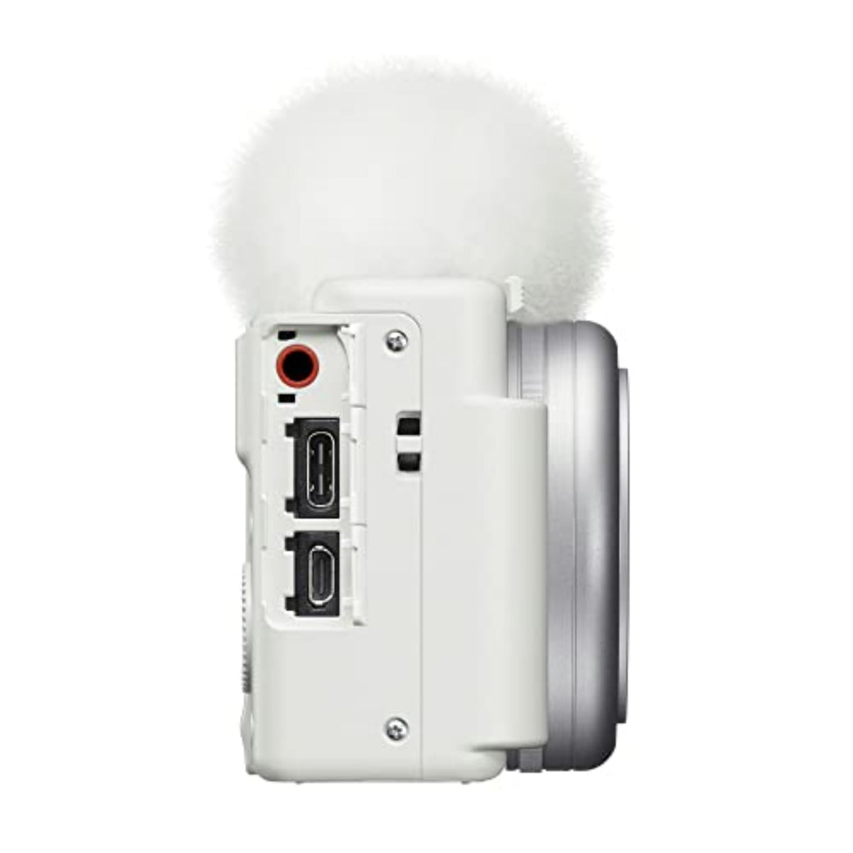 Sony ZV-1F white compact body suits mobile vlogging setups.