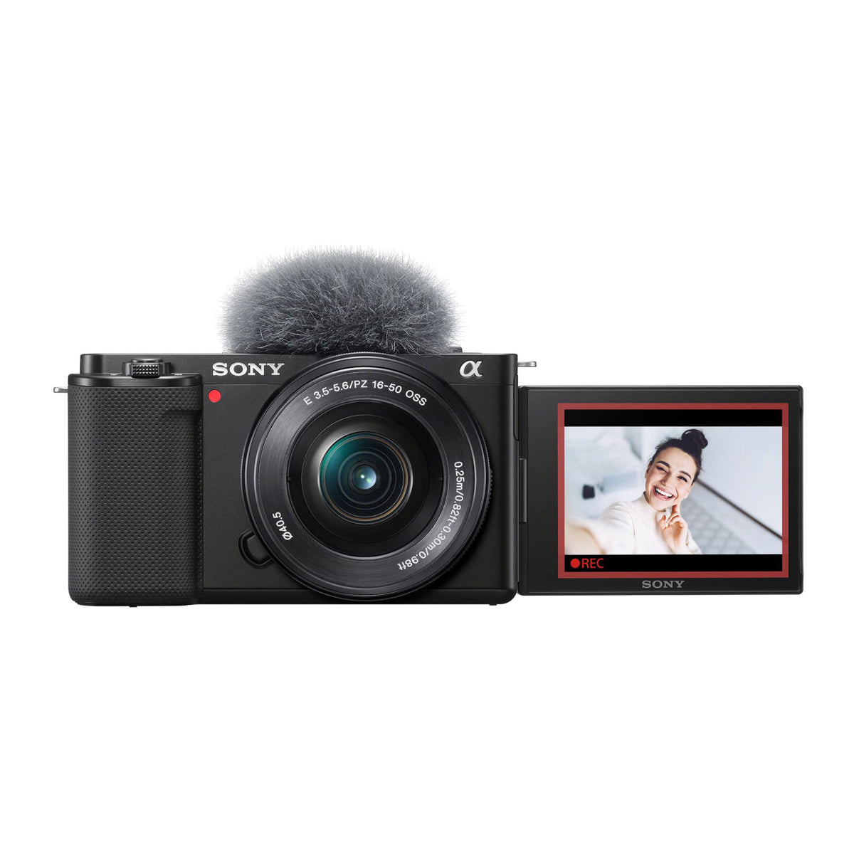 Sony ZV-E10 camera body in a compact, travel-ready frame for on-the-go vlogging.