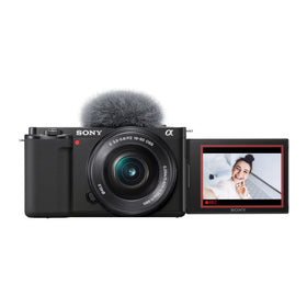 Sony ZV-E10 camera body in a compact, travel-ready frame for on-the-go vlogging.